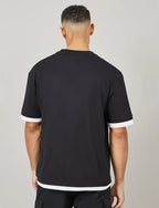 Men's Premium Fabric Oversized T-Shirt – Black | Casual Half Sleeve Crew Neck Tee