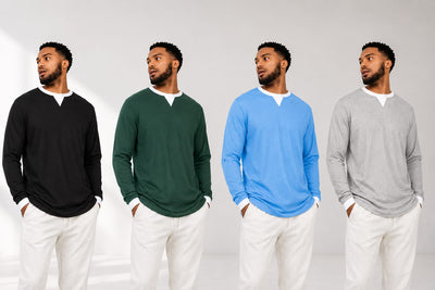 Men’s Polyester Full-Sleeve 4  T-Shirt – Stylish Contrast Collar